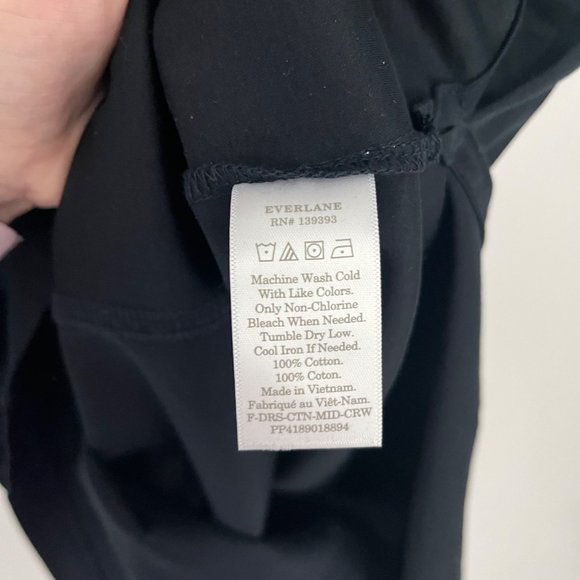 NWT Everlane The Luxe Cotton Side Slit Black Short Cap Sleeve Tee Dress Small S - Picture 8 of 10